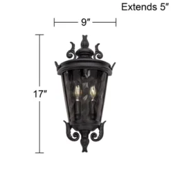 John Timberland Casa Marseille Vintage Rustic Outdoor Wall Light Fixture Textured Black Scroll 17" Clear Hammered Glass For Post Exterior Barn Deck -John Timberland Shop GUEST 5668a30f f784 4352 8668 e60bef04a3bb
