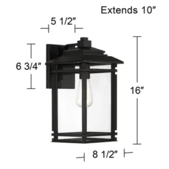 John Timberland North House Mission Outdoor Wall Light Fixture Matte Black Metal 16" Clear Glass For Post Exterior Barn Deck House Porch Yard Patio -John Timberland Shop GUEST 5683e9f3 2614 4940 a05a d713995156bd