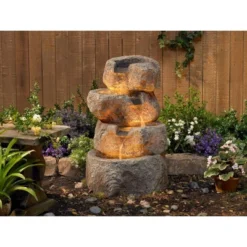 Glacial Rock Zen 30" High Large Rustic Indoor Outdoor Decor Faux Stone Floor Fountain With Light LED Waterfall Outside Garden Patio -John Timberland Shop GUEST 56dc68c5 1463 4732 96b9 0d75369ddad7