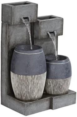 John Timberland Mendit Rustic Cascading 2-Jar Outdoor Wall Floor Water Fountain With LED Light 29" For Yard Garden Patio Home Deck Lawn -John Timberland Shop GUEST 58d3295d ab1a 4079 95ca cdb16182a0ee