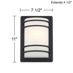 John Timberland Habitat 11" High Modern Outdoor Wall Sconce Light Fixture Mount Porch House Exterior Weatherproof Black Metal Frosted Glass Shade -John Timberland Shop GUEST 58ff1a67 013f 4475 b58a 15597a96cb37