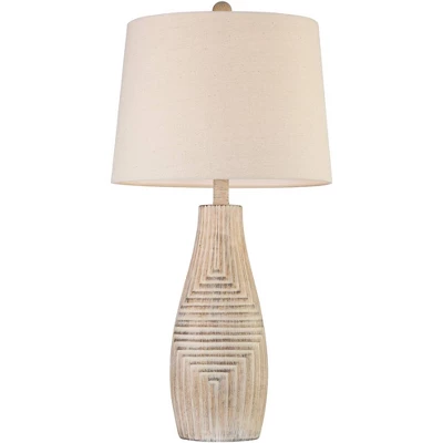 John Timberland Southwest Rustic Table Lamp 27" Tall Faux Light Wood Oatmeal Fabric Drum Shade For Living Room Bedroom Bedside Nightstand 6 John Timberland Southwest Rustic Table Lamp 27" Tall Faux Light Wood Oatmeal Fabric Drum Shade For Living Room Bedroom Bedside Nightstand - Image 6