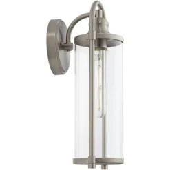 John Timberland Avani 15 1/2" High Modern Indoor/Outdoor Wall Light Porch House Edison Bulb Silver Brushed Nickel Finish Metal Clear Glass Shade -John Timberland Shop GUEST 59a3c9e1 a8f4 4a6f 933c 0b38fba05332