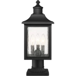 John Timberland Moray Bay 17" High Mission Outdoor Post Light Fixture Pole Porch House With Pier Mount Adapter 3-Light Black Metal Seeded Glass Shade -John Timberland Shop GUEST 5a3aeae0 5b71 4823 9502 39dbd661c6d1