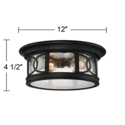 John Timberland Flush Mount Outdoor Ceiling Light Fixture Black 12" Seedy Glass For Exterior House Porch -John Timberland Shop GUEST 5afc0f40 32e0 480b a710 5d1bc6083e11
