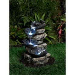 John Timberland Frog And Four Lily Pad Rustic Cascading Outdoor Floor Water Fountain With LED Light 21" For Yard Garden Patio Home Deck Porch Exterior -John Timberland Shop GUEST 5e31676c 85cf 4e75 951c ecc2448287b4