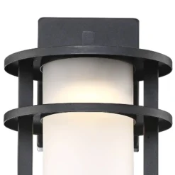 John Timberland Aline Modern Outdoor Wall Light Fixtures Set Of 2 Black Metal LED 13" White Frosted Glass For Post Exterior Barn Deck