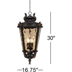 John Timberland Casa Marseille Vintage Rustic Outdoor Hanging Light Veranda Bronze 30" Champagne Hammered Glass Damp Rated For Post Exterior Barn -John Timberland Shop GUEST 5fbab117 36ce 405f 9724 552b2f126781