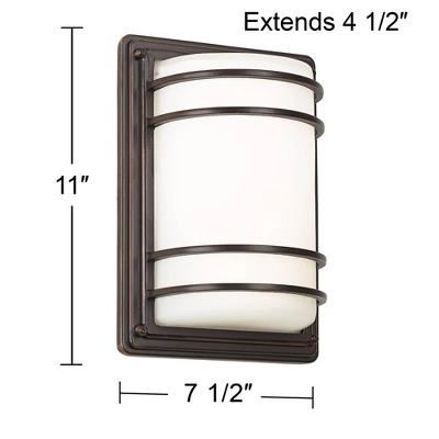 John Timberland Habitat Modern Outdoor Wall Light Fixtures Set Of 2 Rubbed Bronze 11" Opal Glass For Post Exterior Barn Deck House Porch Yard Patio 6 John Timberland Habitat Modern Outdoor Wall Light Fixtures Set Of 2 Rubbed Bronze 11" Opal Glass For Post Exterior Barn Deck House Porch Yard Patio - Image 6