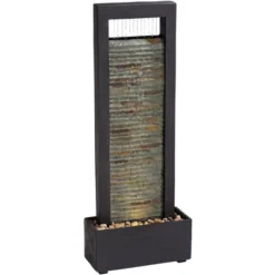 Stave 48" High Large Modern Indoor Outdoor Decor Cream Slate Stone Floor Fountain With Light LED Waterfall Outside Garden Patio Yard -John Timberland Shop GUEST 60d260f8 5a64 4efd b0b0 de8ea9336d7b