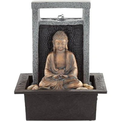 Meditating Buddha 11" High Small Indoor Decor Faux Stone Tabletop Fountain Waterfall Desk Relaxation Bedroom Living Room 7 Meditating Buddha 11" High Small Indoor Decor Faux Stone Tabletop Fountain Waterfall Desk Relaxation Bedroom Living Room - Image 7