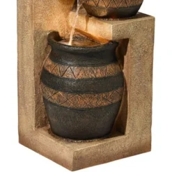 John Timberland Stoneware Bowl And Jar Rustic Cascading Outdoor Floor Water Fountain With LED Light 46" For Yard Garden Patio Home Deck Porch Exterior -John Timberland Shop GUEST 631413a5 cee4 485b a8df a250e8e6b0a8