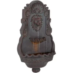 John Timberland Lion Head Rustic 2 Tier Outdoor Wall Water Fountain With LED Light 31 1/2" For Yard Garden Patio Home Deck Porch Exterior Balcony -John Timberland Shop GUEST 6371aa95 1188 47a1 9d41 959ad2277188