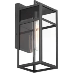 John Timberland San Lucas 14 1/2" High Modern Outdoor Wall Light Fixture Mount Porch House Set Of 2 Weatherproof Sand Black Metal Clear Glass Shade -John Timberland Shop GUEST 63b3d875 ae0a 4334 9a0a 3eef9e1cdbf7