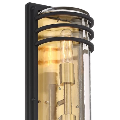 John Timberland Habitat Modern Outdoor Wall Light Fixture Black Brass Metal 21" Clear Glass For Post Exterior Barn Deck House Porch Yard Posts Patio 2 John Timberland Habitat Modern Outdoor Wall Light Fixture Black Brass Metal 21" Clear Glass For Post Exterior Barn Deck House Porch Yard Posts Patio - Image 2