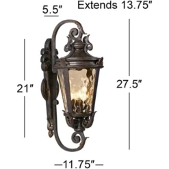 John Timberland Casa Marseille Vintage Rustic Outdoor Wall Light Fixture Bronze Scroll 27 1/2" Hammered Glass For Post Exterior Barn Deck House Porch -John Timberland Shop GUEST 66f97ca0 ce83 4bf2 a634 7aeaac35c8e8