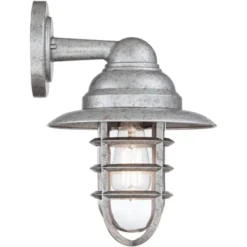 John Timberland Marlowe Industrial Outdoor Wall Light Fixture Galvanized Hooded Cage 13" Clear Glass For Post Exterior Barn Deck House Porch Yard Home -John Timberland Shop GUEST 6733ec4f fff4 4561 a63b 7312d2bd4dc8