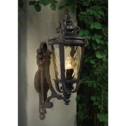 John Timberland Casa Marseille Vintage Rustic Outdoor Wall Light Fixture Veranda Bronze Scroll 22" Champagne Hammered Glass For Post Exterior Barn -John Timberland Shop GUEST 67b80e9e f36b 4733 a1dd b9acb1313407