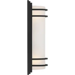 John Timberland Habitat Modern Industrial Outdoor Wall Light Fixtures Set Of 2 Black Metal 16" Frosted Glass For Post Exterior Barn Deck -John Timberland Shop GUEST 68d53394 81f0 4eef a597 e7523f4fb927