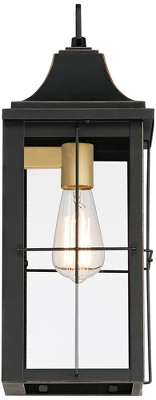 John Timberland Sunderland Vintage Outdoor Wall Light Fixtures Set Of 2 Black Metal 18 1/2" Clear Glass Panels For Post Exterior Barn Deck 5 John Timberland Sunderland Vintage Outdoor Wall Light Fixtures Set Of 2 Black Metal 18 1/2" Clear Glass Panels For Post Exterior Barn Deck - Image 5