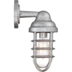 John Timberland Marlowe Industrial Outdoor Wall Light Fixture Galvanized Cage 13 1/4" Clear Glass For Post Exterior Barn Deck House Porch Yard Patio -John Timberland Shop GUEST 69a7f4a2 ec19 458e 867e a5a47f2885a3