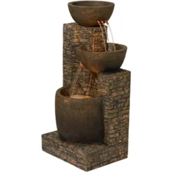 John Timberland Outdoor Floor Water Fountain Three Bowl Floor Cascade 35" For Yard Garden Lawn -John Timberland Shop GUEST 6a1c6678 5708 4817 9c4a 57e39ecd7c8f