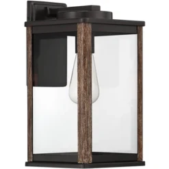 John Timberland Wordsworth Field Rustic Farmhouse Outdoor Wall Light Fixture Dark Bronze Wood Grain 14 1/4" Clear Glass Panels For Post Exterior Deck -John Timberland Shop GUEST 6bad45ce 3d55 43a2 a587 671f03832815