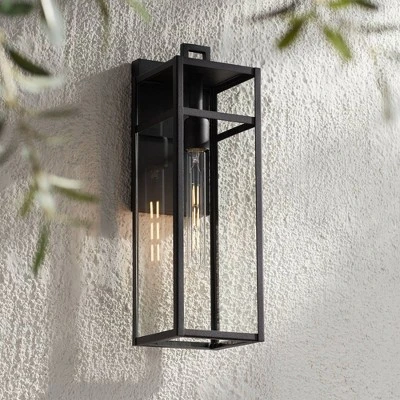 John Timberland San Lucas 18 3/4" High Modern Outdoor Wall Light Fixture Mount Porch House Exterior Weatherproof Sand Black Metal Clear Glass Shade 1 John Timberland San Lucas 18 3/4" High Modern Outdoor Wall Light Fixture Mount Porch House Exterior Weatherproof Sand Black Metal Clear Glass Shade