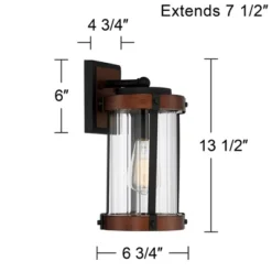 John Timberland Stan Industrial Outdoor Wall Light Fixtures Set Of 2 Dark Wood Black Metal 13 1/2" Clear Glass For Post Exterior Barn -John Timberland Shop GUEST 6cbe8699 ca3d 41d9 a204 9fe2c054798e