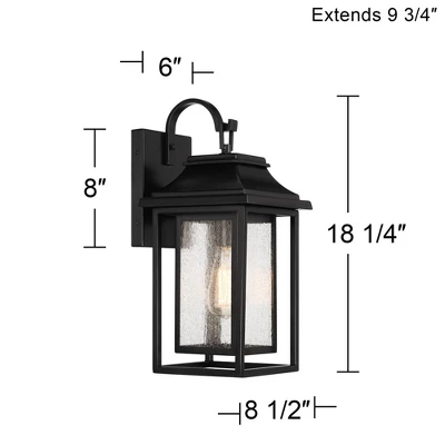 John Timberland Cecile 18 1/4" High Mission Framed Box Outdoor Wall Light Fixture Mount Porch House Waterproof Shiny Black Aluminum Seeded Glass Shade 3 John Timberland Cecile 18 1/4" High Mission Framed Box Outdoor Wall Light Fixture Mount Porch House Waterproof Shiny Black Aluminum Seeded Glass Shade - Image 3