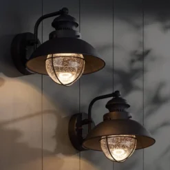 John Timberland Industrial Outdoor Wall Light Fixtures Set Of 2 Black Metal LED 8" Seedy Glass For Exterior Barn Deck House Porch -John Timberland Shop GUEST 6e727ace 09d7 48a5 836e 9c12b0f6edcd