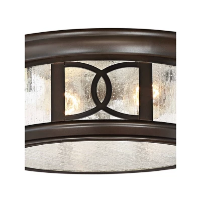 John Timberland Modern Flush Mount Outdoor Ceiling Light Fixture Mission Oil Rubbed Bronze Drum 12" Seedy Glass Damp Rated For Porch Patio 7 John Timberland Modern Flush Mount Outdoor Ceiling Light Fixture Mission Oil Rubbed Bronze Drum 12" Seedy Glass Damp Rated For Porch Patio - Image 7