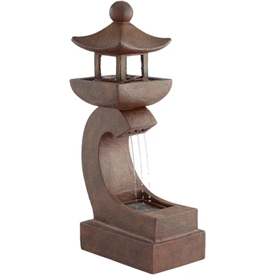 Pagoda 31" High Large Zen Japanese Indoor Outdoor Decor Rust Stone Floor Fountain With Light LED Waterfall Outside Garden Patio Yard 9 Pagoda 31" High Large Zen Japanese Indoor Outdoor Decor Rust Stone Floor Fountain With Light LED Waterfall Outside Garden Patio Yard - Image 9