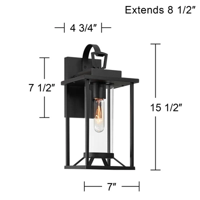 John Timberland Frederick 15 1/2" High Industrial Outdoor Wall Light Fixture Mount Porch House Weatherproof Sand Black Finish Metal Clear Glass Shade 3 John Timberland Frederick 15 1/2" High Industrial Outdoor Wall Light Fixture Mount Porch House Weatherproof Sand Black Finish Metal Clear Glass Shade - Image 3
