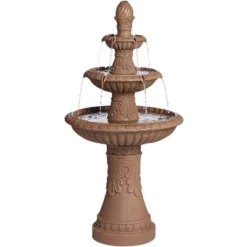 Santa Cruz 45 3/4" High Large Italian Outdoor Decor Faux Stone Floor Fountain With Light LED 3-Tier Outside Garden Patio Yard -John Timberland Shop GUEST 722ccea2 1d8d 4c38 a450 cb9953611a31