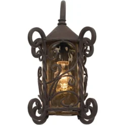 John Timberland Casa Seville Vintage Rustic Outdoor Wall Light Fixture Dark Walnut Scroll 13 1/4" Champagne Hammered Glass For Post Exterior Barn Deck -John Timberland Shop GUEST 72a58b28 a07b 40ce bc17 330033667c75