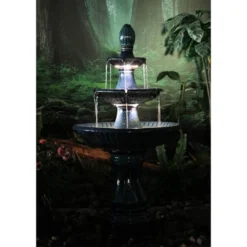 Formentera 46" High Large Italian Indoor Outdoor Decor Teal Blue Ceramic Floor Fountain With Light LED 3-Tier Outside Garden Patio -John Timberland Shop GUEST 747d6620 d4bb 44f8 b2d4 47842187dd74