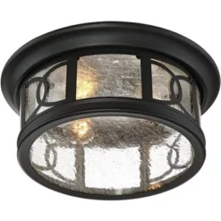 John Timberland Flush Mount Outdoor Ceiling Light Fixture Black 12" Seedy Glass For Exterior House Porch -John Timberland Shop GUEST 7522c84d c42f 42c6 b214 80639a18ba43