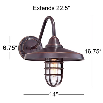 John Timberland Marlowe Rustic Industrial Farmhouse Outdoor Wall Light Fixture Painted Bronze Cage 16 3/4" Clear Glass For Post Exterior Barn Deck 3 John Timberland Marlowe Rustic Industrial Farmhouse Outdoor Wall Light Fixture Painted Bronze Cage 16 3/4" Clear Glass For Post Exterior Barn Deck - Image 3