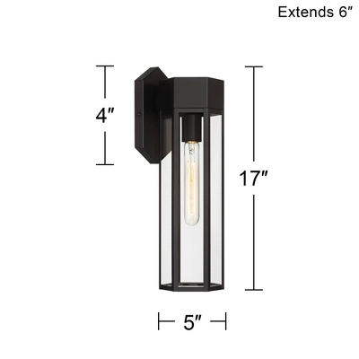 John Timberland Gambit 17" High Modern Outdoor Wall Light Fixture Mount Porch House Exterior Outside Weatherproof Matte Black Clear Glass Shade 3 John Timberland Gambit 17" High Modern Outdoor Wall Light Fixture Mount Porch House Exterior Outside Weatherproof Matte Black Clear Glass Shade - Image 3