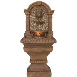 Royal Lions Head 51" High Large Italian Outdoor Decor Faux Stone Floor Fountain With Light Waterfall Outside Garden Patio Yard -John Timberland Shop GUEST 77820133 8d0d 42e1 8c3a 09661620a1da