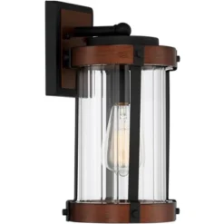 John Timberland Stan Industrial Outdoor Wall Light Fixture Dark Faux Wood Black 13 1/2" Clear Glass For Post Exterior Barn Deck House Porch Yard Patio -John Timberland Shop GUEST 785be7a5 50bc 4609 b569 f8939c8b8dde