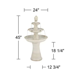 Formentera 45" High Large Italian Outdoor Decor Ceramic Floor Fountain With Light LED 3-Tier Outside Garden Patio Yard Backyard -John Timberland Shop GUEST 7b86bf42 b3ce 4391 852a 937a51840f44