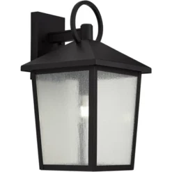 John Timberland Westmont 18" High Modern Outdoor Wall Light Fixture Mount Porch House Exterior Weatherproof Sand Black Aluminum Seeded Glass Shade -John Timberland Shop GUEST 7c00410d e554 4ebe aa4a 7a54a97c58ea