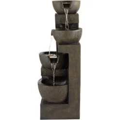 John Timberland Outdoor Floor Water Fountain With Light LED 41 1/2" High Cascading Bowls For Yard Garden Patio Deck Home -John Timberland Shop GUEST 7d4d752a 1bd7 4fa0 9752 66532a73518a