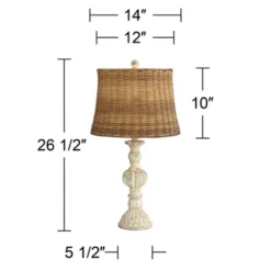 John Timberland Trinidad Country Cottage Table Lamps 26 1/2" High Set Of 2 Antique White Candlestick Rattan Tapered Drum Shade For Bedroom Living Room -John Timberland Shop GUEST 7e86e852 2aaf 4268 b02e fe313d6ec044