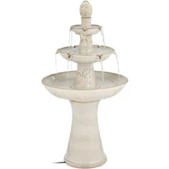 Formentera 45" High Large Italian Outdoor Decor Ceramic Floor Fountain With Light LED 3-Tier Outside Garden Patio Yard Backyard -John Timberland Shop GUEST 7edbcf61 ca4b 477f bdb4 84acba222717
