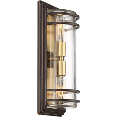 John Timberland Habitat Modern Outdoor Wall Light Fixture Bronze Warm Brass 16" Clear Glass For Post Exterior Barn Deck House Porch Yard Patio Home 5 John Timberland Habitat Modern Outdoor Wall Light Fixture Bronze Warm Brass 16" Clear Glass For Post Exterior Barn Deck House Porch Yard Patio Home - Image 5