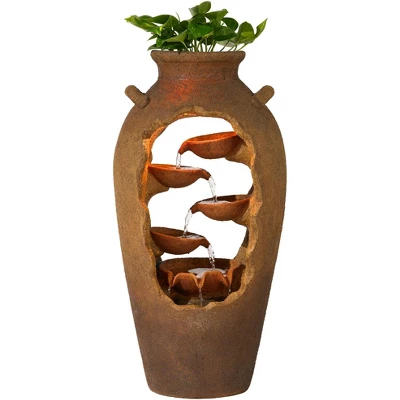 John Timberland Cascade Rustic Asian Planter Urn Outdoor Floor Water Fountain With LED Light 33" For Yard Garden Patio Home Deck Porch Exterior House 5 John Timberland Cascade Rustic Asian Planter Urn Outdoor Floor Water Fountain With LED Light 33" For Yard Garden Patio Home Deck Porch Exterior House - Image 5