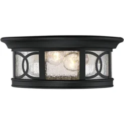 John Timberland Flush Mount Outdoor Ceiling Light Fixture Black 12" Seedy Glass For Exterior House Porch -John Timberland Shop GUEST 819a178f 0a72 4f02 99ff 0d001598e733